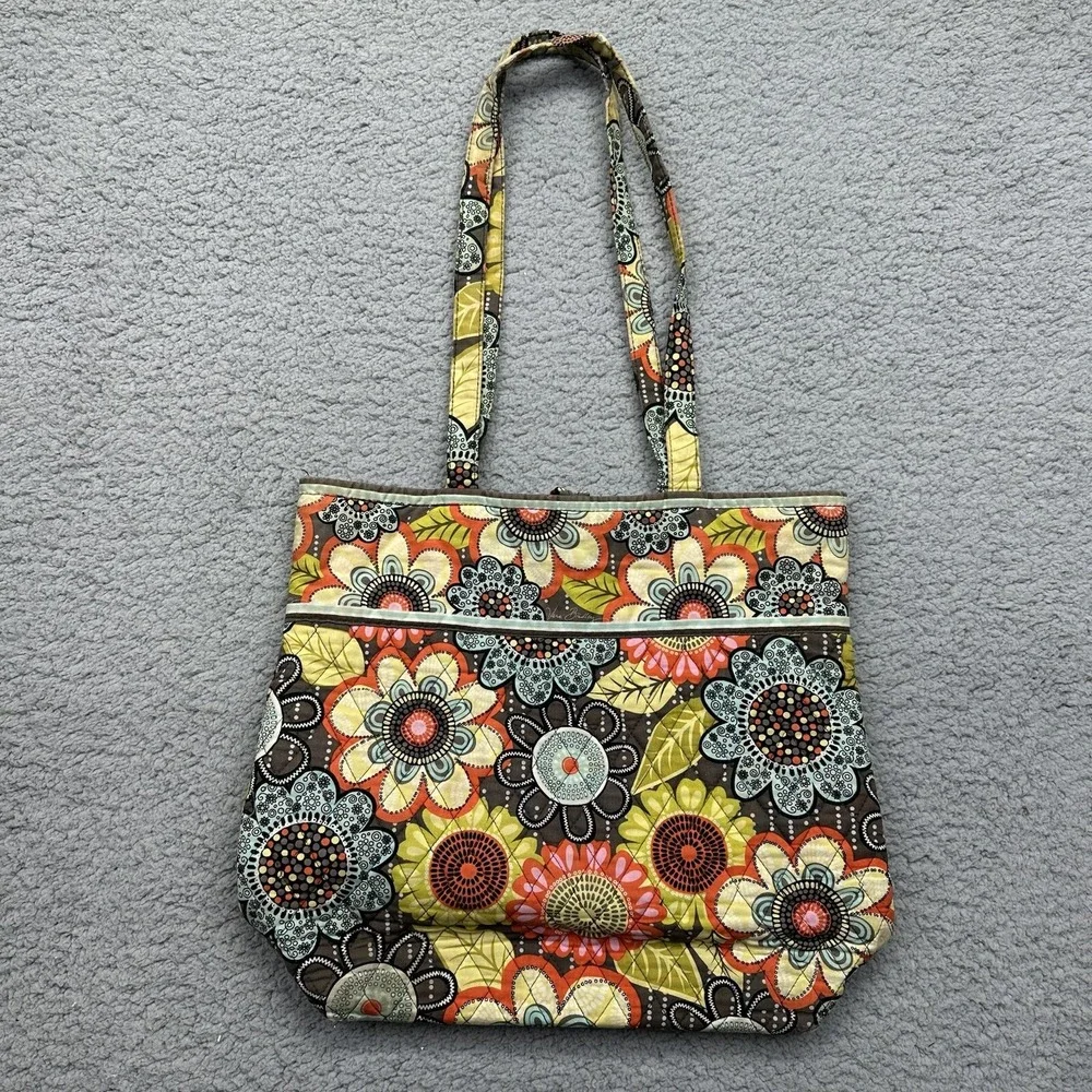 Vera Bradley Fabric Handbag Tote Bag Purse w/ Rare Vibrant Floral Pattern